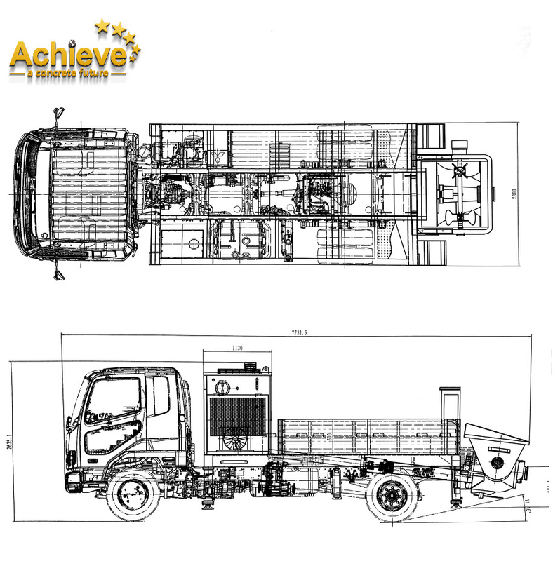 Avustralya için PTO Tahrikli Kamyona Monte Beton Hattı Pompası AI-50CLPP 40M³ / H